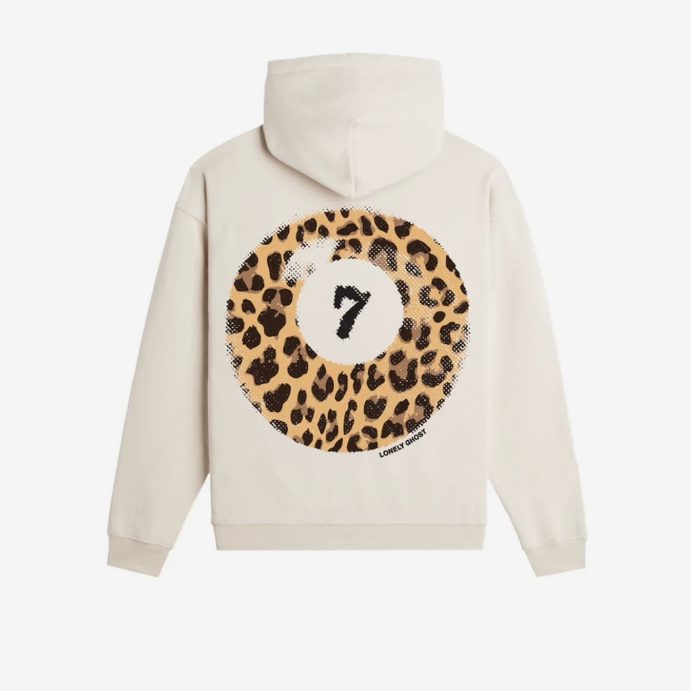 Cream Hoodie with Leopard Print Design